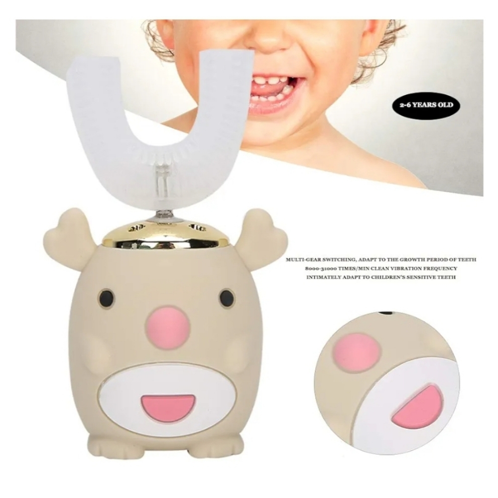Child Electric Toothbrush, U Shape Toothbrush Head, Wireless Charging, Sound Too